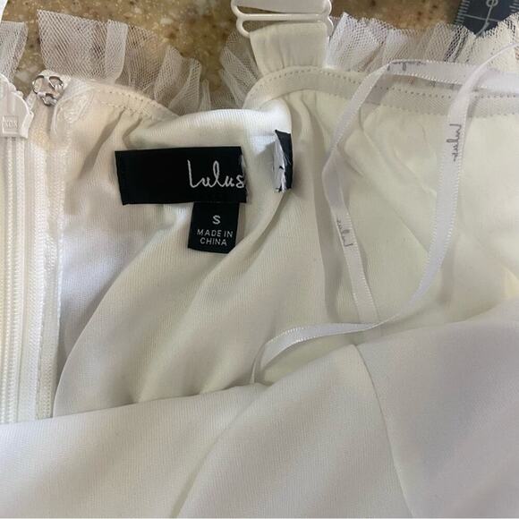 NWOT Lulus Ethereal Impression White Tulle Ruffled Bustier Midi Dress - Picture 9 of 10